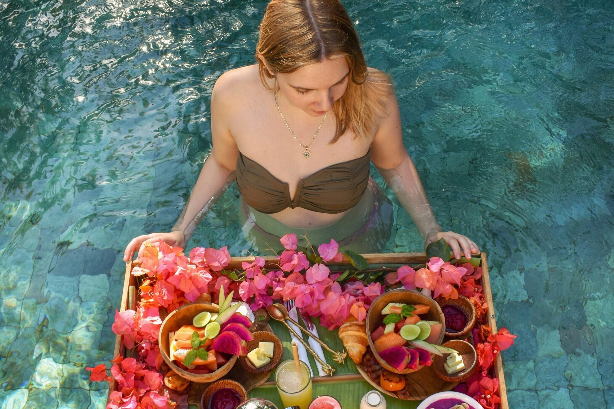 Pool with Floating Food Tray