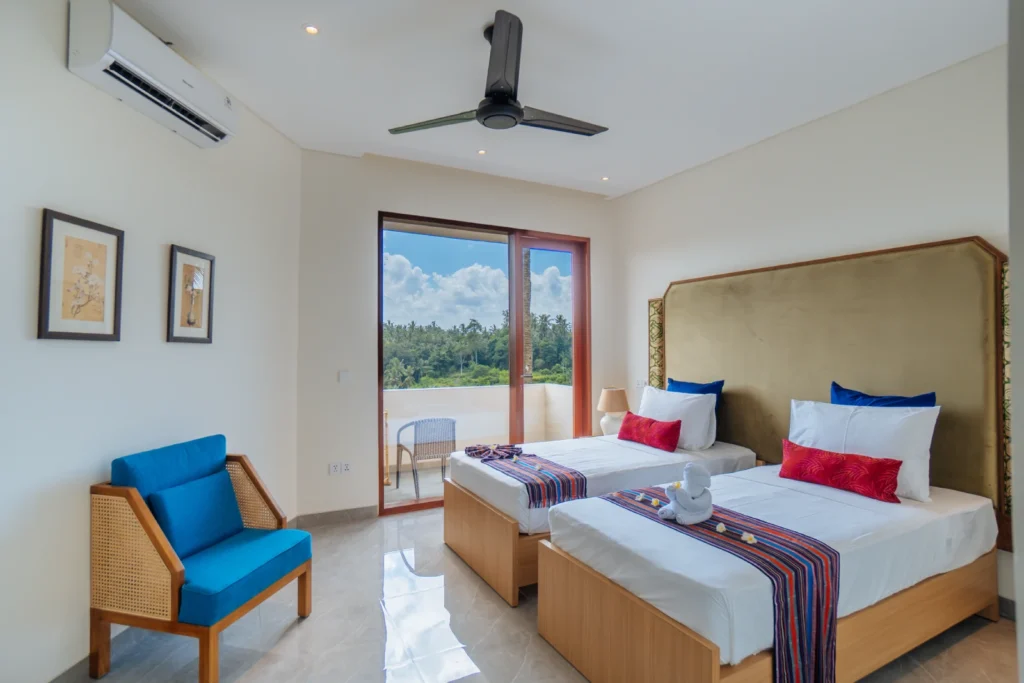 twin bed with natural view at the bodhi leaf bali