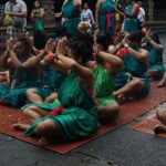 Balinese purification ceremony with traditional offerings and rituals