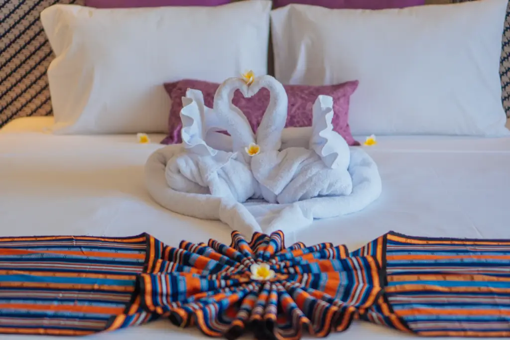 towel setup in a luxury room at the bodhi leaf bali