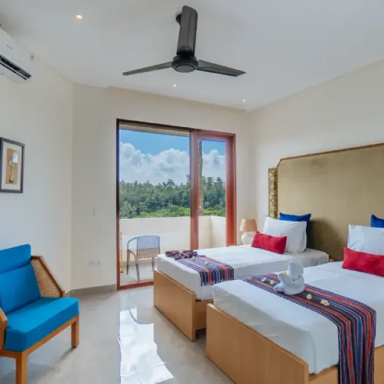 twin bed with natural view at the bodhi leaf bali