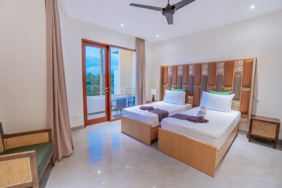 twin bed room with balcony ambience and great view